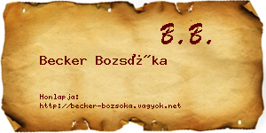 Becker Bozsóka névjegykártya